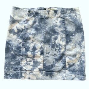Denim Skirt Cloud Print
